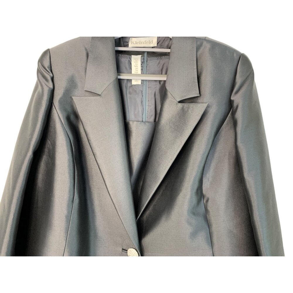 VTG Kleinfeld Formal 2 Piece Mother Bride Satin Maxi + Jacket Gray Size 2X 7326 - Picture 13 of 15